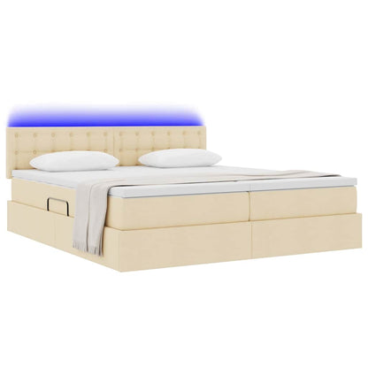 Letto con contenitore LED e materasso Crema 180 x 200 cm
