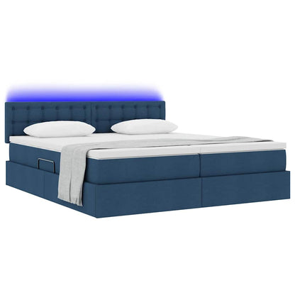 Letto con contenitore LED e materasso Blu 180 x 200 cm Tessuto