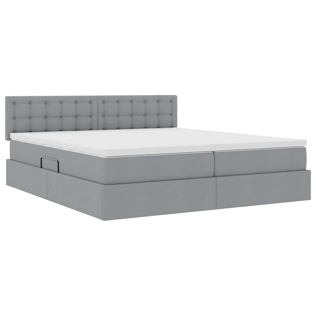 Letto con contenitore LED e materasso Grigio Chiaro