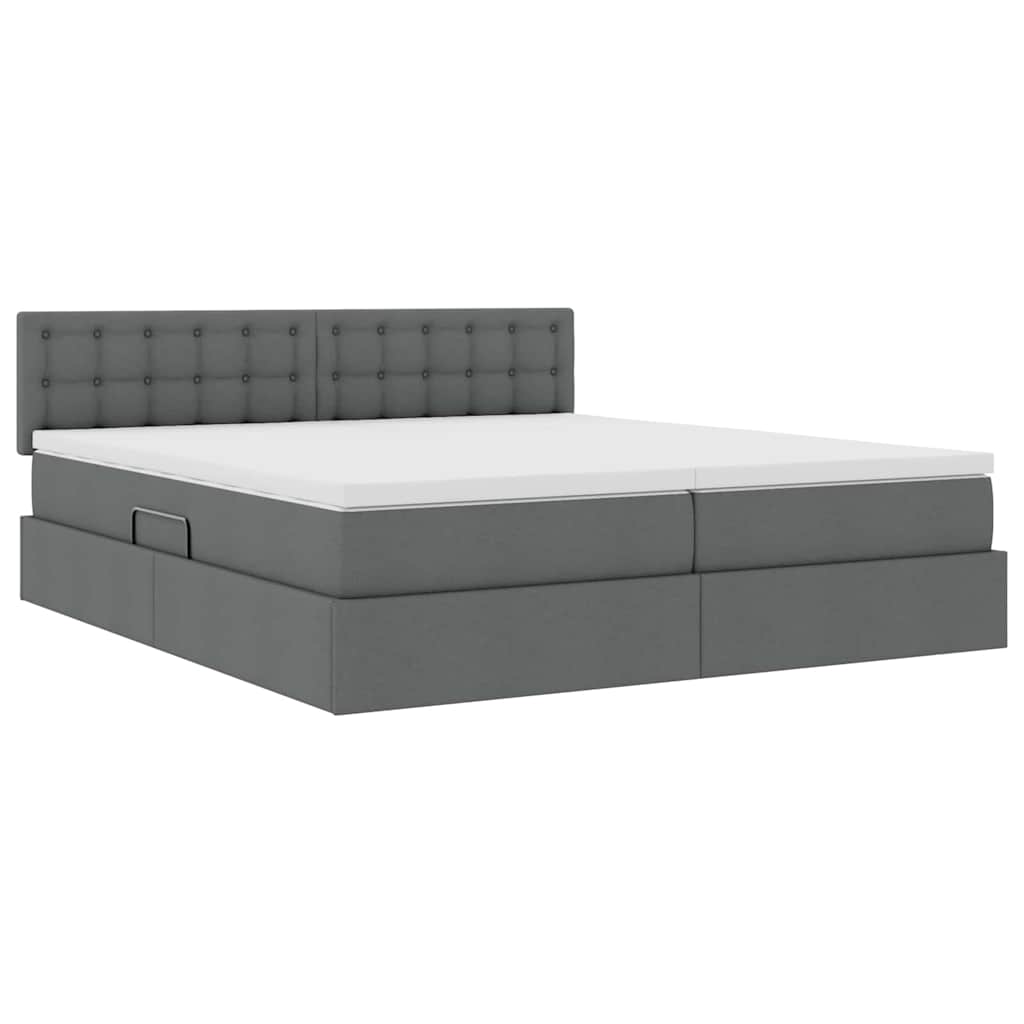Letto con contenitore LED e materasso Grigio Scuro 200 x 200 cm