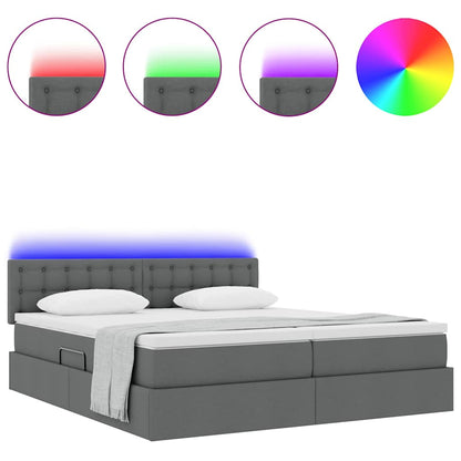 Letto con contenitore LED e materasso Grigio Scuro 200 x 200 cm