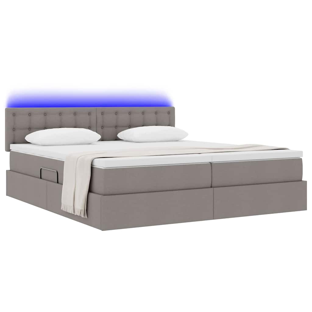 Letto con contenitore LED e materasso Tortora 200 x 200 cm