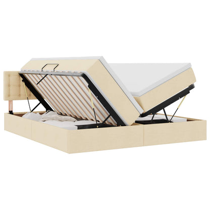 Letto con contenitore LED e materasso Crema 200 x 200 cm