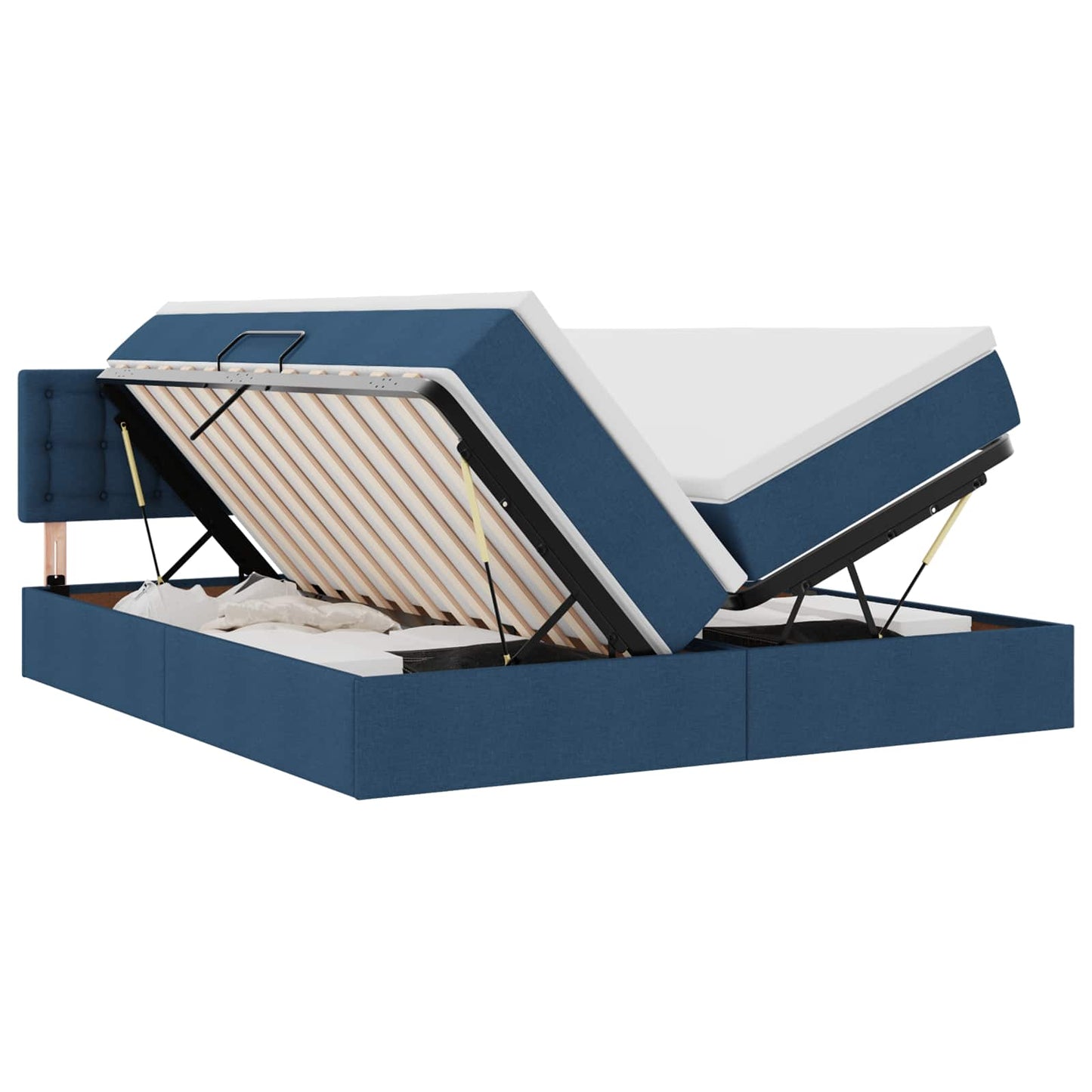 Letto con contenitore LED e materasso Blu 200 x 200 cm Tessuto