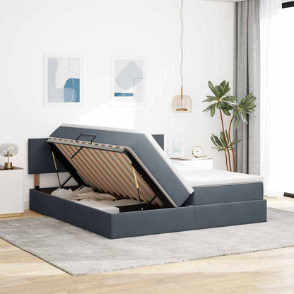Letto con contenitore LED e materasso Grigio Scuro 200 x 200 cm
