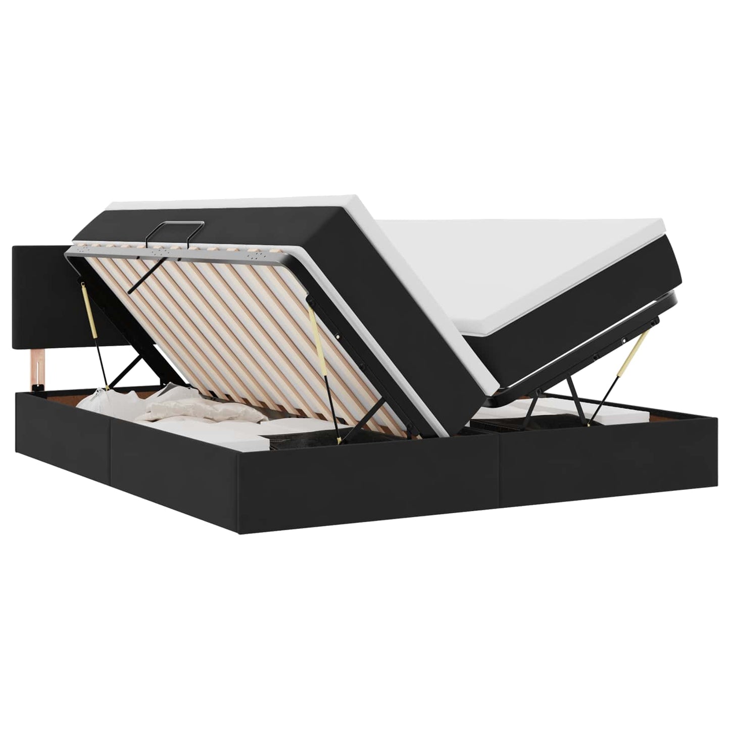 Letto con contenitore LED e materasso Nero 200 x 200 cm Velluto