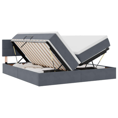 Letto con contenitore LED e materasso Grigio Scuro 200 x 200 cm