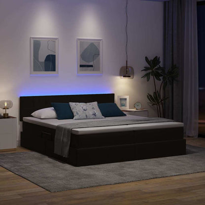 Letto con contenitore LED e materasso Nero 200 x 200 cm Velluto
