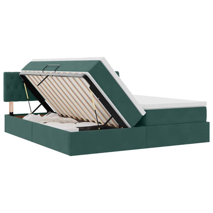 Letto con contenitore LED e materasso Verde Scuro 180 x 200 cm
