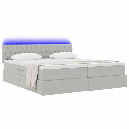 Letto con contenitore LED e materasso Grigio Chiaro