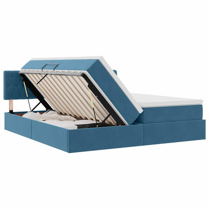 Letto con contenitore LED e materasso Blu Scuro 200 x 200 cm