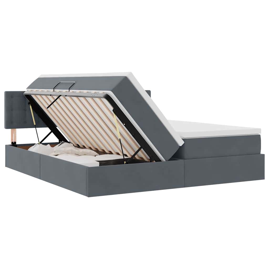 Letto con contenitore LED e materasso Grigio Scuro 180 x 200 cm