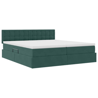 Letto con contenitore LED e materasso Verde Scuro 180 x 200 cm
