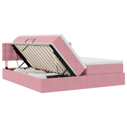 Letto con contenitore LED e materasso Rosa 180 x 200 cm Velluto