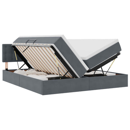 Letto con contenitore LED e materasso Grigio Scuro 200 x 200 cm