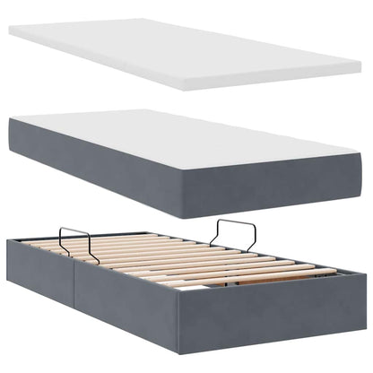Letto con contenitore LED e materasso Grigio Scuro 200 x 200 cm