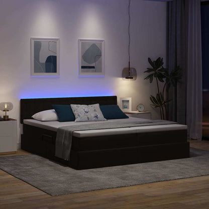 Letto con contenitore LED e materasso Nero 200 x 200 cm Velluto
