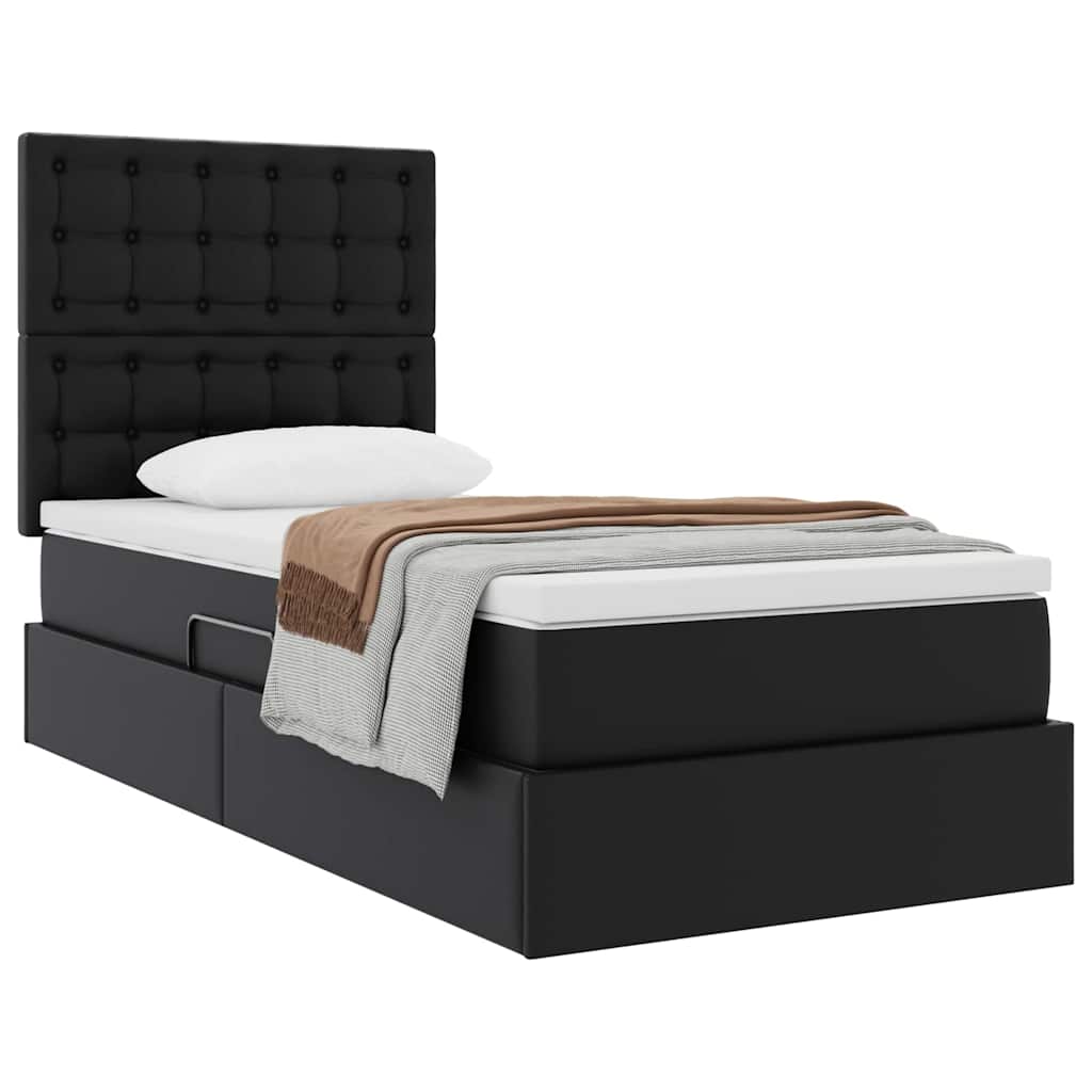 Letto con Contenitore Nero 90 x 190 cm Pelle Sintetica | homemem39