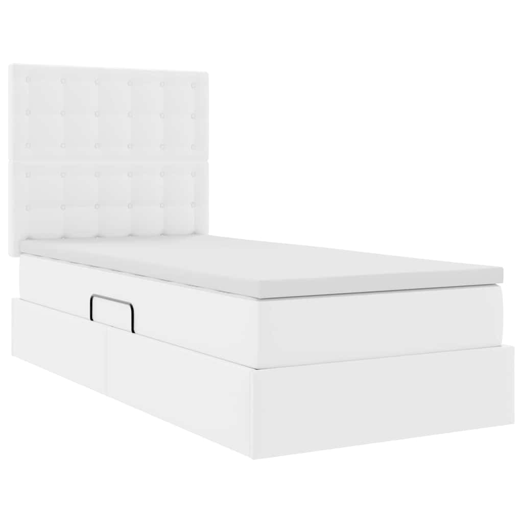Letto con Contenitore Bianco Puro 90 x 190 cm Pelle Sintetica | homemem39