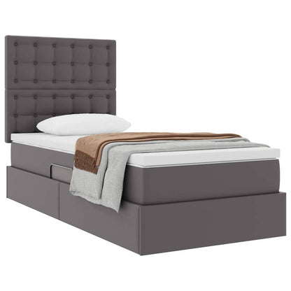 Letto con Contenitore Grigio 90 x 200 cm Pelle Sintetica