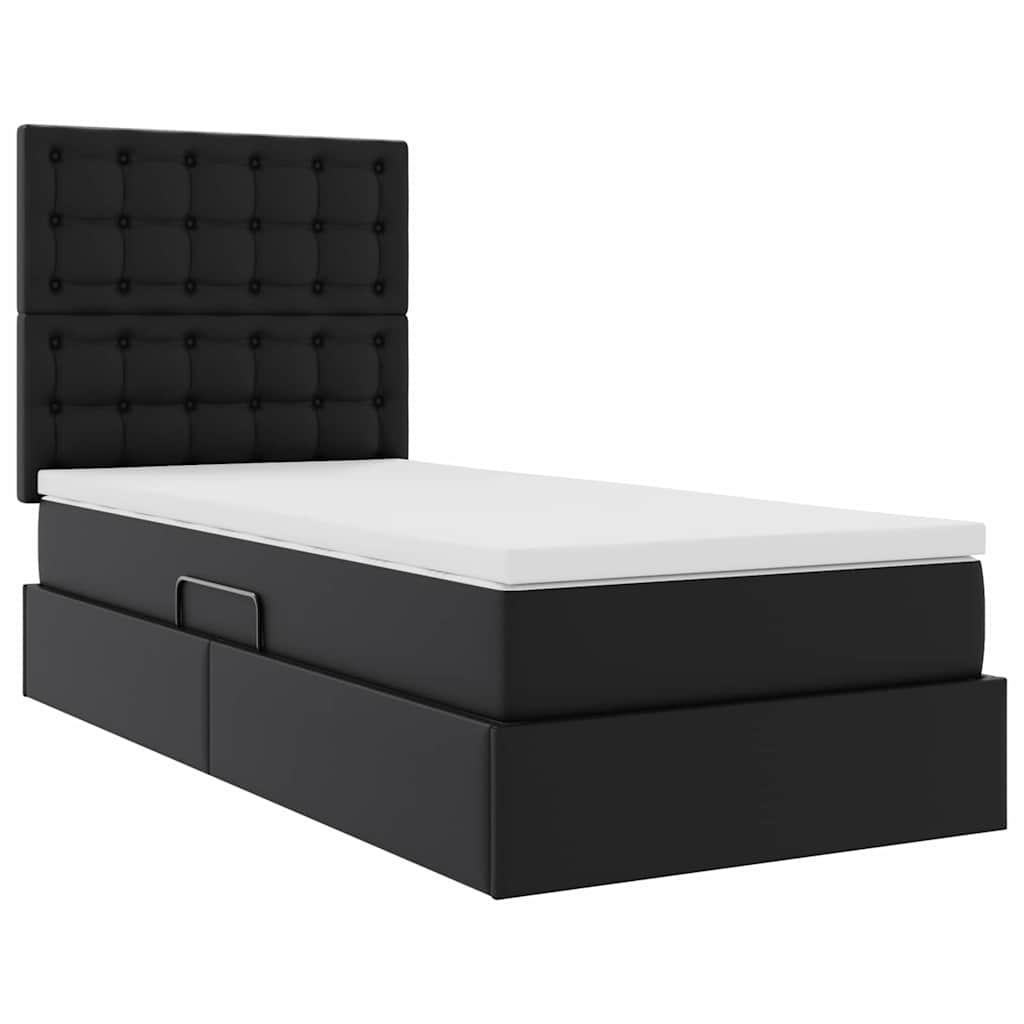 Letto con Contenitore Nero 100 x 200 cm Pelle Sintetica | homemem39