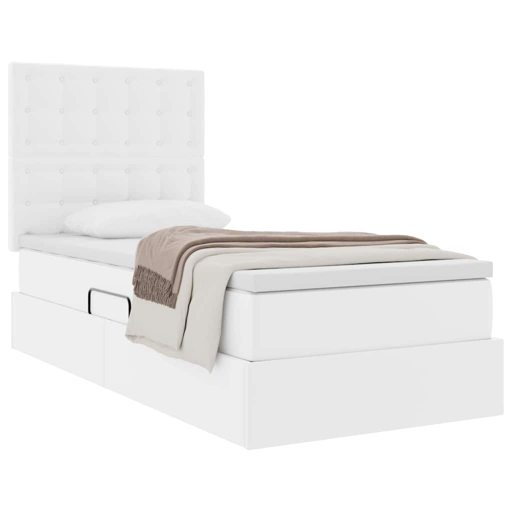 Letto con Contenitore Bianco Puro 100 x 200 cm Pelle Sintetica | homemem39