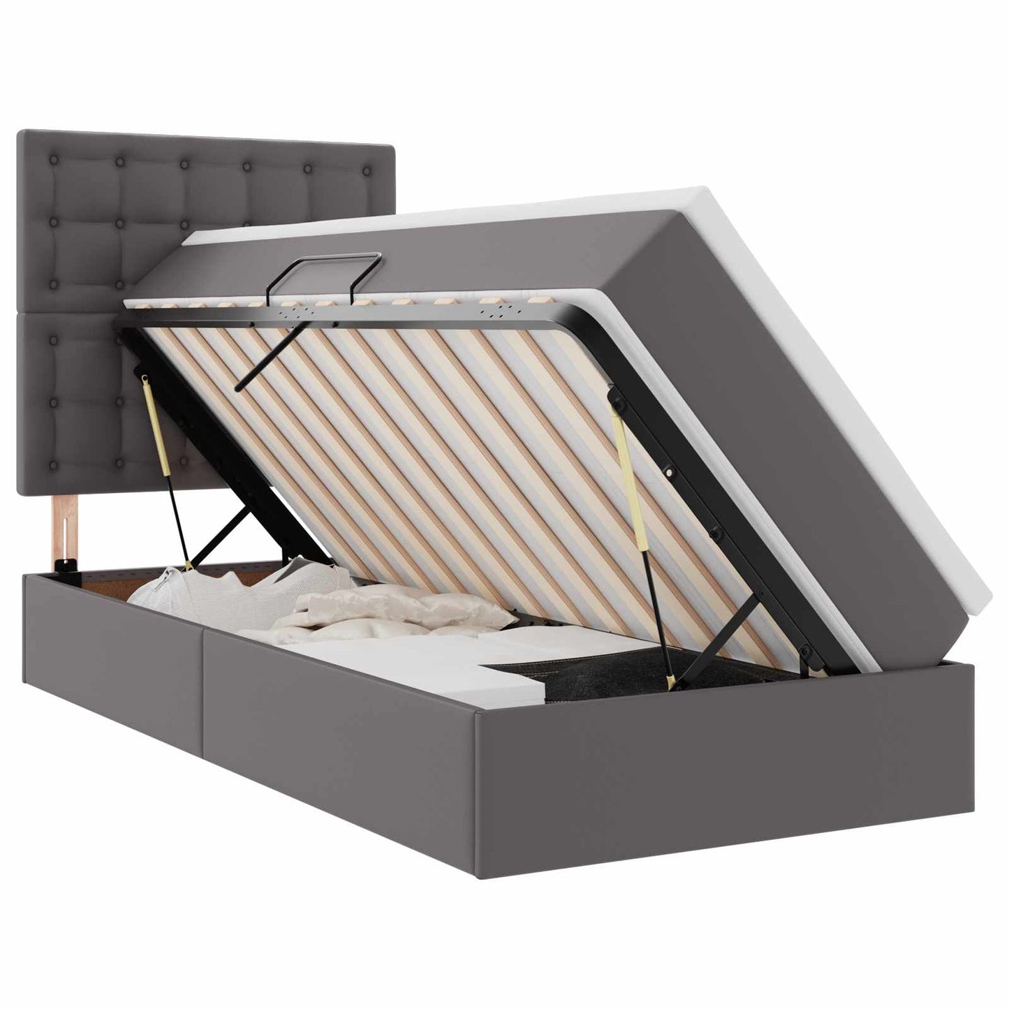 Letto con Contenitore Grigio 100 x 200 cm Pelle Sintetica | homemem39