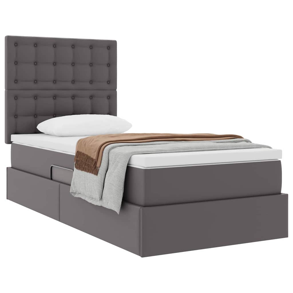 Letto con Contenitore Grigio 100 x 200 cm Pelle Sintetica | homemem39