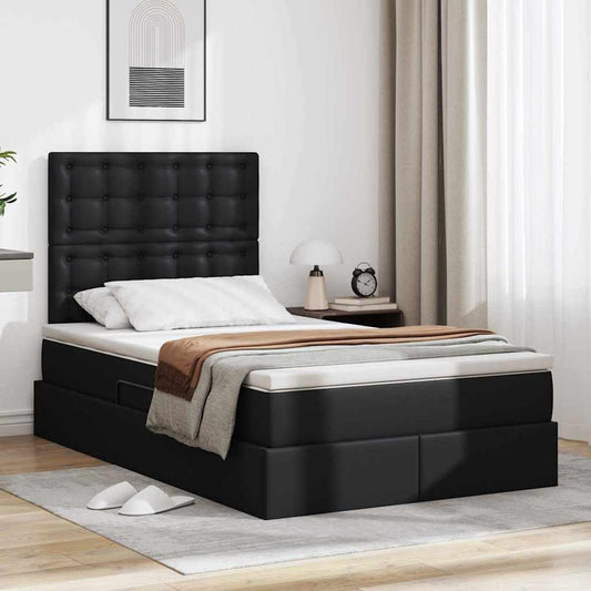 Letto con Contenitore Nero 120 x 190 cm Pelle Sintetica | homemem39