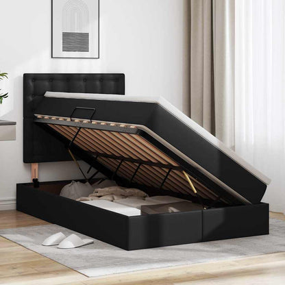 Letto con Contenitore Nero 120 x 190 cm Pelle Sintetica | homemem39