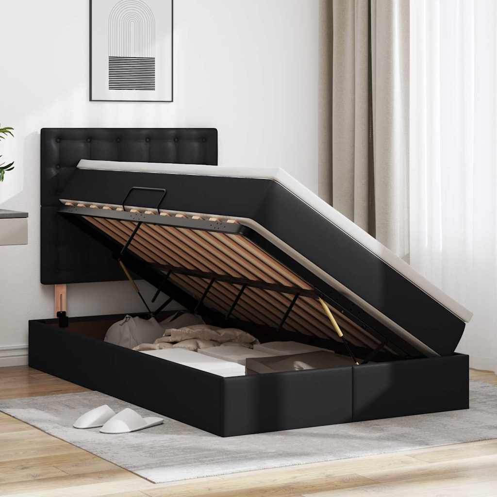 Letto con Contenitore Nero 120 x 200 cm Pelle Sintetica | homemem39