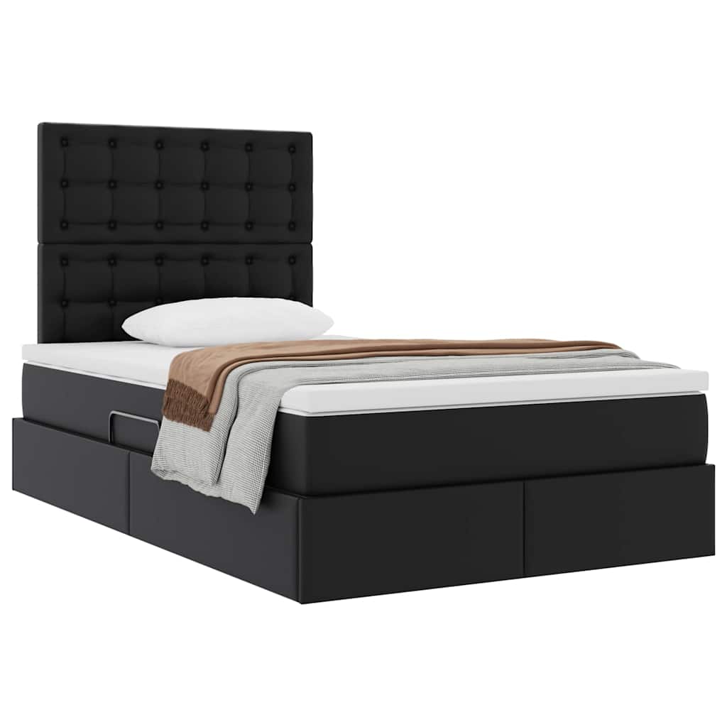 Letto con Contenitore Nero 120 x 200 cm Pelle Sintetica | homemem39
