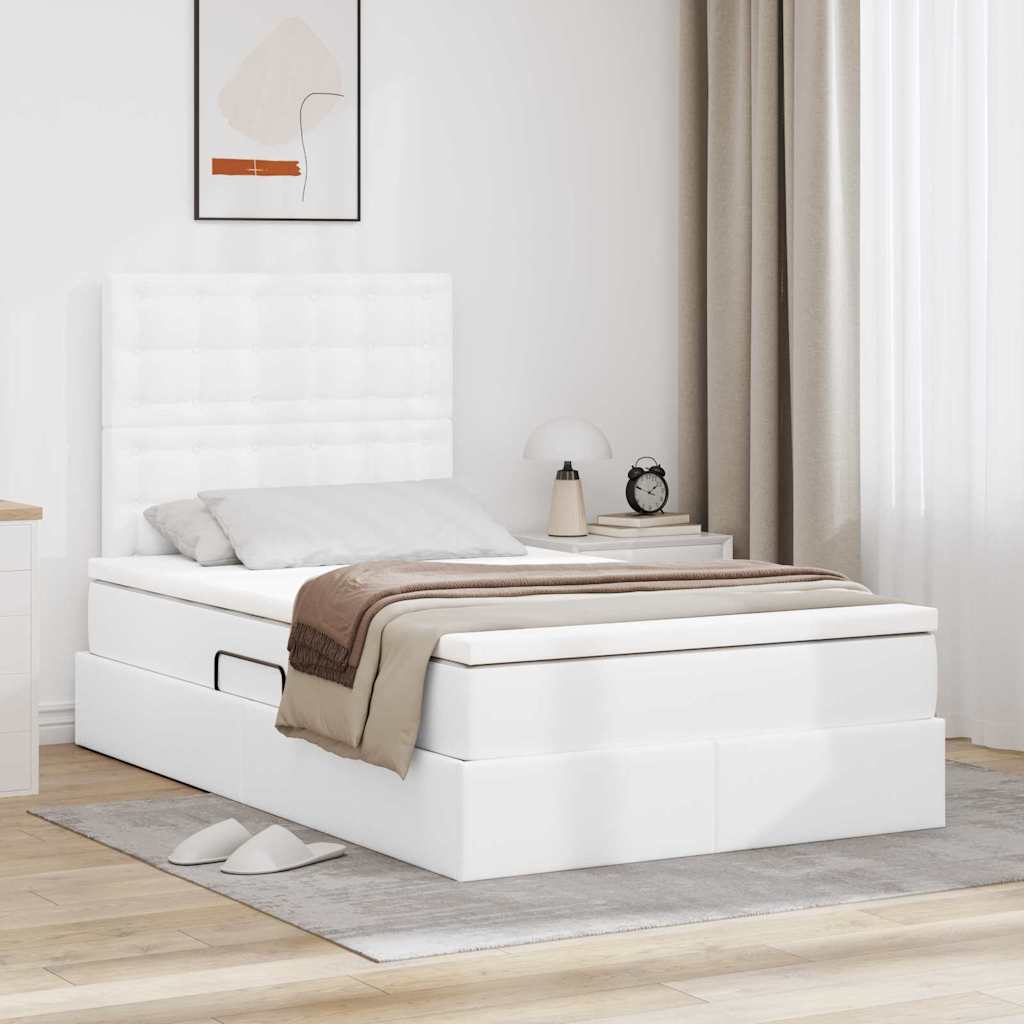 Letto con Contenitore Bianco Puro 120 x 200 cm Pelle Sintetica | homemem39