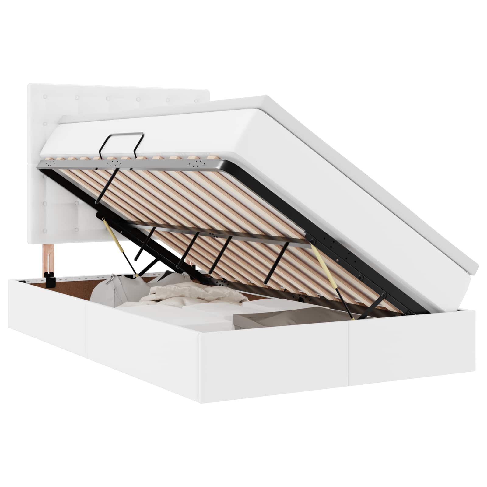 Letto con Contenitore Bianco Puro 120 x 200 cm Pelle Sintetica | homemem39