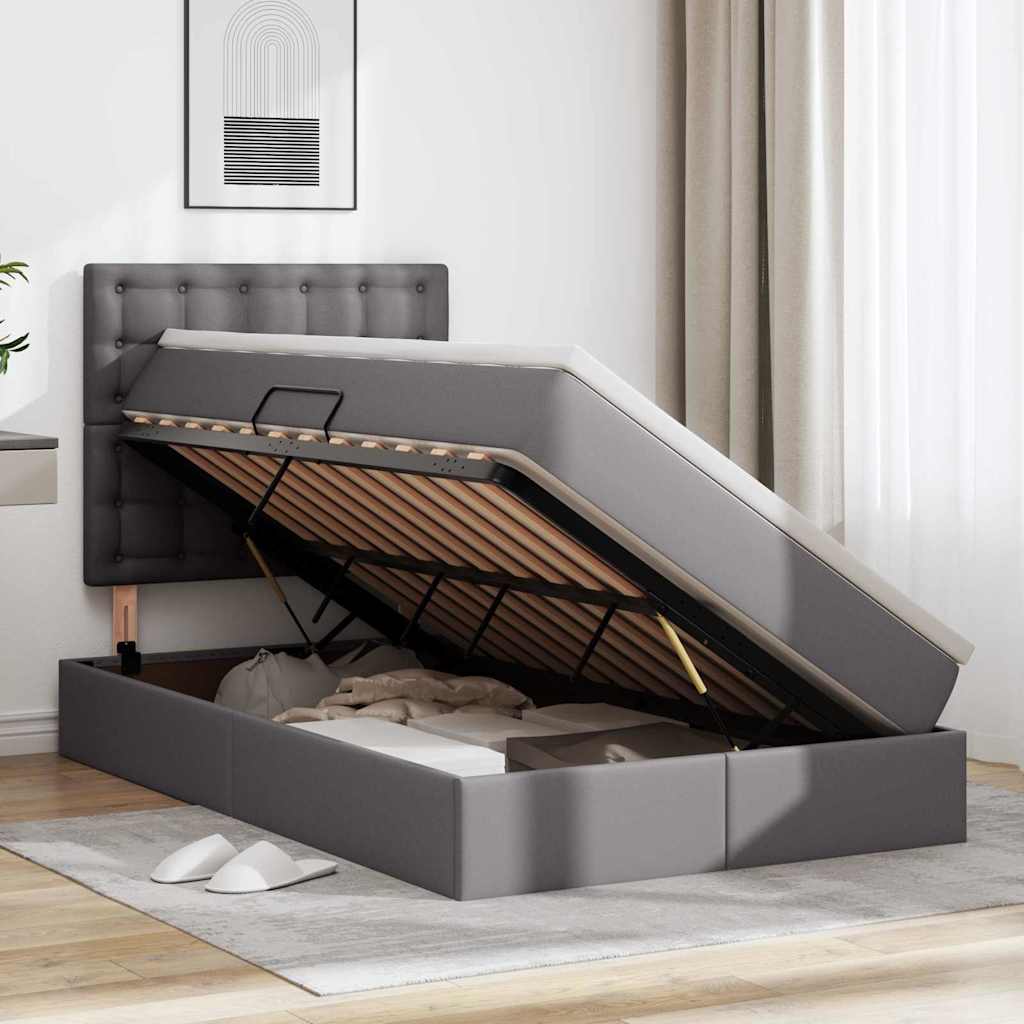 Letto con Contenitore Grigio 120 x 200 cm Pelle Sintetica | homemem39