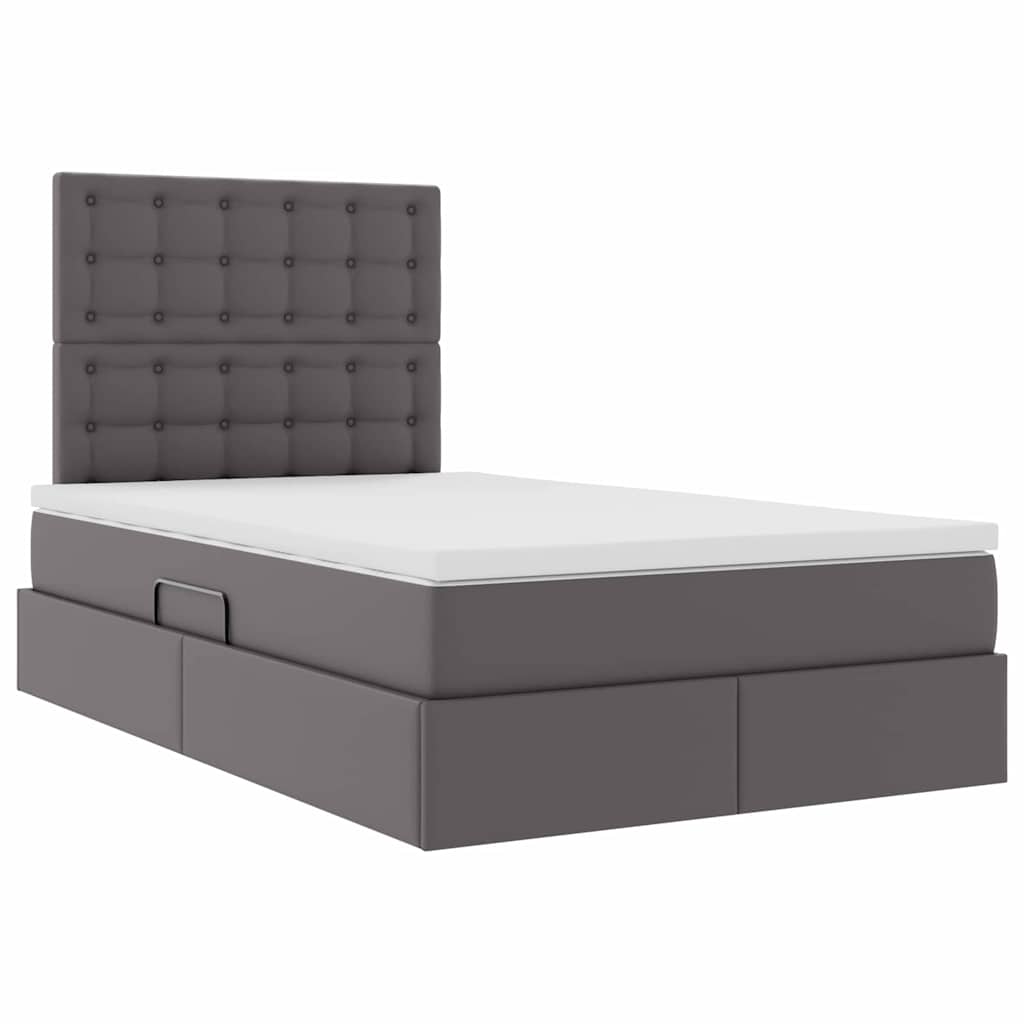 Letto con Contenitore Grigio 120 x 200 cm Pelle Sintetica | homemem39