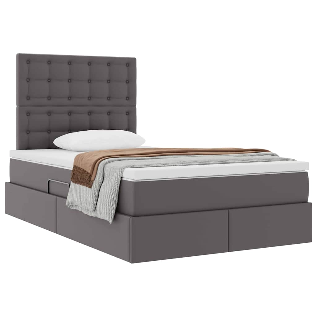 Letto con Contenitore Grigio 120 x 200 cm Pelle Sintetica | homemem39