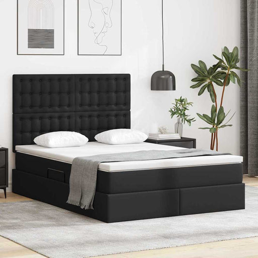 Letto con Contenitore Nero 140 x 190 cm Pelle Sintetica | homemem39