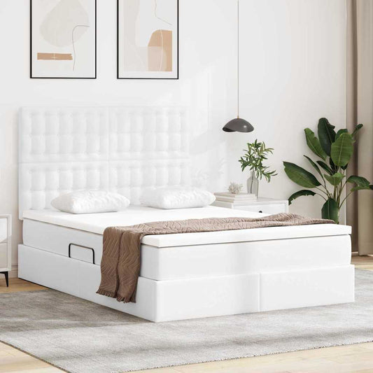 Letto con Contenitore Bianco Puro 140 x 190 cm Pelle Sintetica | homemem39