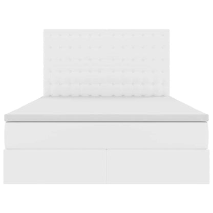 Letto con Contenitore Bianco Puro 140 x 190 cm Pelle Sintetica | homemem39