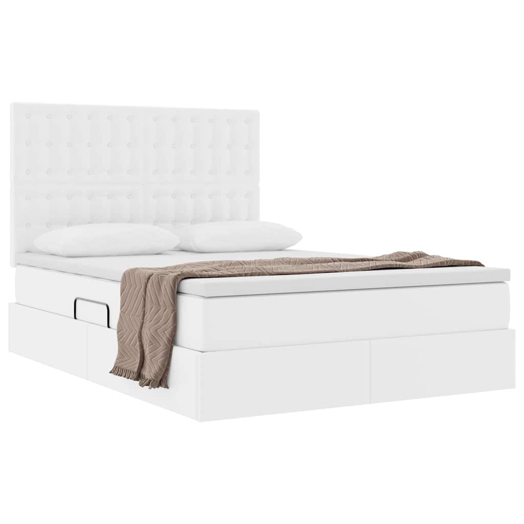 Letto con Contenitore Bianco Puro 140 x 190 cm Pelle Sintetica | homemem39