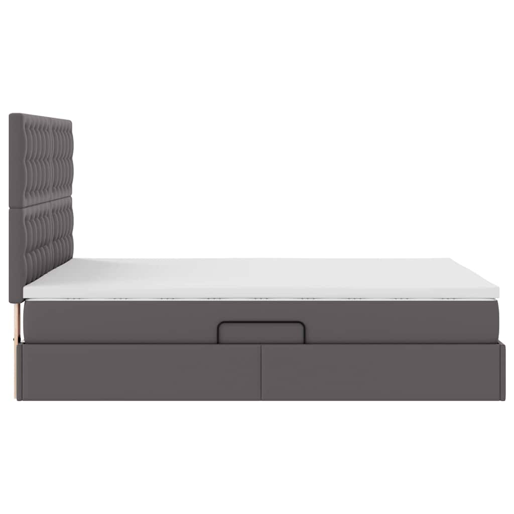 Letto con Contenitore Grigio 140 x 190 cm Pelle Sintetica | homemem39