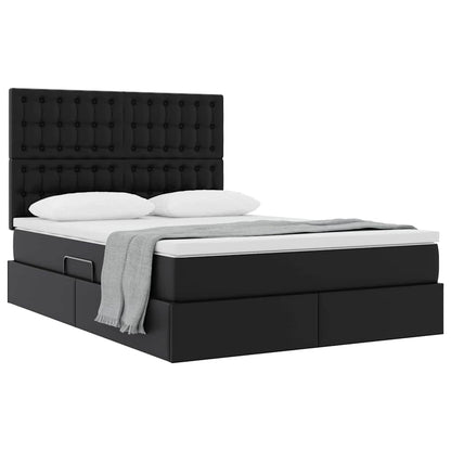 Letto con Contenitore Nero 140 x 200 cm Pelle Sintetica | homemem39