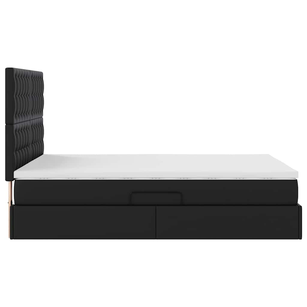 Letto con Contenitore Nero 140 x 200 cm Pelle Sintetica | homemem39
