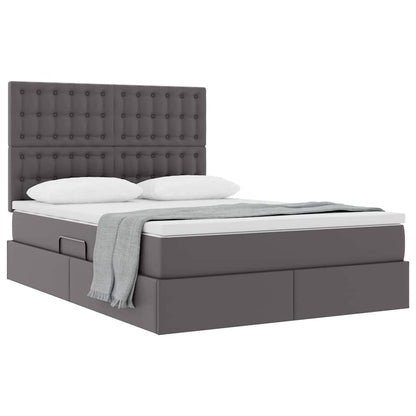 Letto con Contenitore Grigio 140 x 200 cm Pelle Sintetica | homemem39