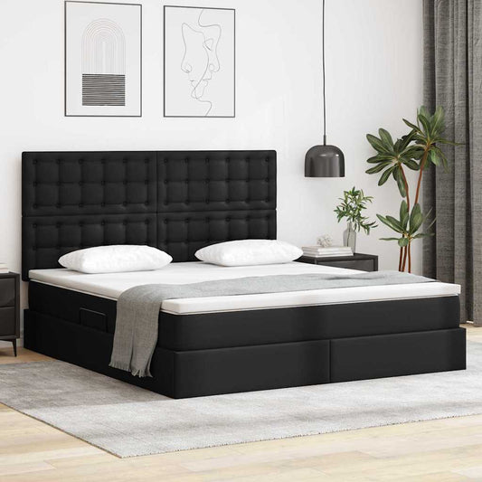 Letto con Contenitore Nero 160 x 200 cm Pelle Sintetica | homemem39