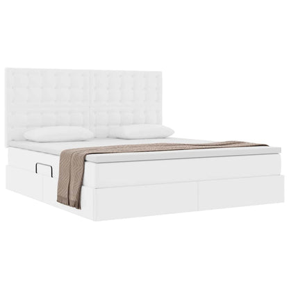 Letto con Contenitore Bianco Puro 160 x 200 cm Pelle Sintetica