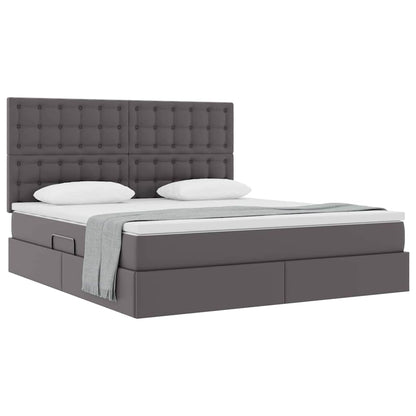 Letto con Contenitore Grigio 160 x 200 cm Pelle Sintetica | homemem39