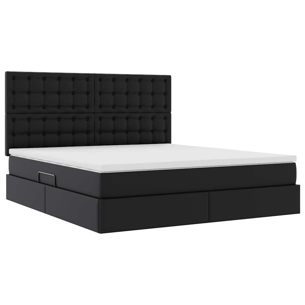 Letto con Contenitore Nero 180 x 200 cm Pelle Sintetica | homemem39