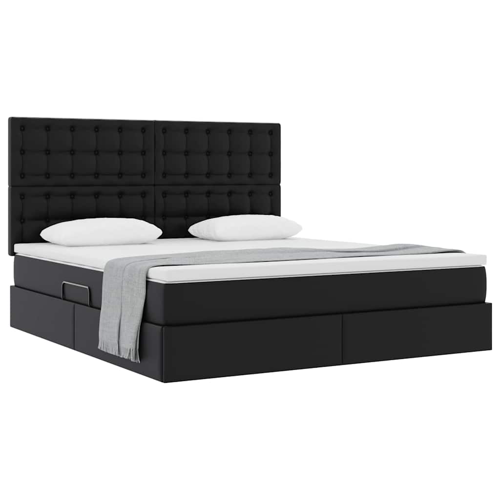 Letto con Contenitore Nero 180 x 200 cm Pelle Sintetica | homemem39